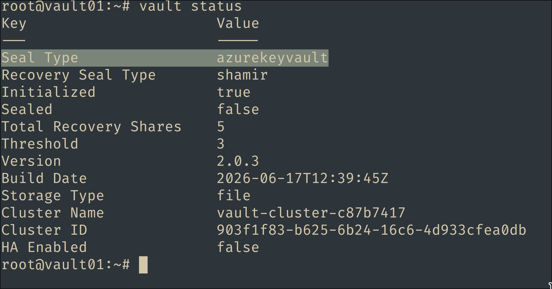 vault status after init